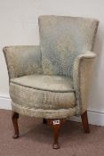Early 20th century walnut framed upholstered tub shaped armchair Condition Report