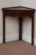20th century mahogany corner table fitted with single drawer, W70cm,