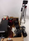 Canon Demi EE17, Canon AF35M, Yashica 635 camera in leather case, Sigma 80-200mm F/3.