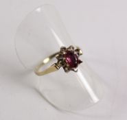 Ruby and diamond cluster ring hallmarked 9ct Condition Report <a href='//www.