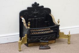 Late 19th century Regency style fire dog grate,