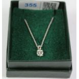 Single stone brilliant cut diamond white gold pendant necklace hallmarked 18ct (diamond approx 0.