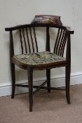 Edwardian inlaid rosewood corner chair,