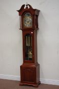 Atherton mahogany longcase clock, triple weight driven chiming movement,