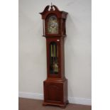 Atherton mahogany longcase clock, triple weight driven chiming movement,