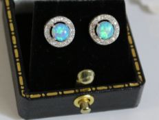 Pair of opal dress stud ear-rings stamped 925 Condition Report <a href='//www.