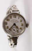 WWI Orama Etonia Lever trench watch Swiss made stamped 935 on hallmarked silver expanding bracelet