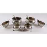 Three pairs hallmarked silver salts approx 6.