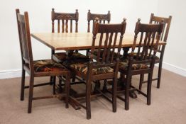 Late 20th century oak rectangular dining table (151cm x 75cm, H75cm),