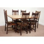 Late 20th century oak rectangular dining table (151cm x 75cm, H75cm),