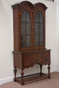 19th century figured walnut display cabinet on stand in a Queen Anne manner,