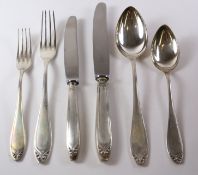 Early 20th century German 36 piece silver canteen of cutlery by Bruckmann & Sohne Heilbronn,