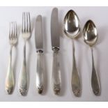 Early 20th century German 36 piece silver canteen of cutlery by Bruckmann & Sohne Heilbronn,