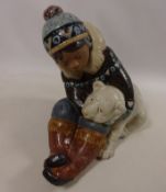 Large Lladro figure group of an Eskimo and polar bear H25cm Condition Report