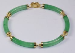 Jade silver-gilt bracelet stamped 925 Condition Report <a href='//www.