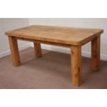 Rustic waxed pine rectangular dining table, 182cm x 91cm,