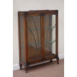 Mid 20th century walnut display cabinet, W92cm, H126cm,