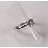 Brilliant cut diamond solitaire white gold ring hallmarked 18ct (diamond approx 1 carat)