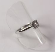 Brilliant cut diamond solitaire white gold ring hallmarked 18ct (diamond approx 1 carat)