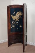 Late 19th century Japanese Shibayama and lacquered two panel screen,