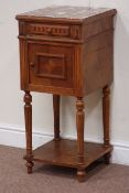 Late 19th century French walnut bedside cabinet, fitted with cupboard and single drawer,