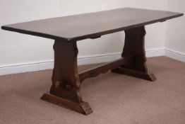 20th century oak rectangular refectory table, 197cm x 80cm,