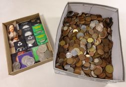 A collection of British & World coins in two boxes Condition Report <a