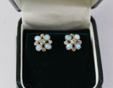 Pair opal flower set dress ear-rings stamped 925 Condition Report <a