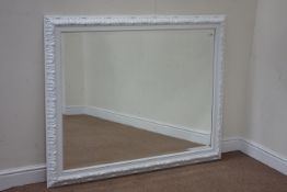Large white painted wall mirror with bevelled glass,