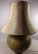 Large terracotta table lamp with a flock shade H80cm including shade (This item is PAT tested - 5