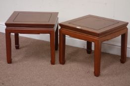 Pair Chinese rosewood square lamp tables, 46cm x 46cm,