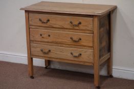 Early 20th century oak three drawer chest, W90cm, H79cm,
