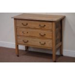 Early 20th century oak three drawer chest, W90cm, H79cm,