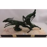 Art Deco spelter group of Gazelles 'Limousin' signed,