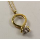 Gold pendant necklace with single diamond hallmarked 18ct Condition Report <a