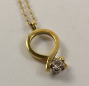Gold pendant necklace with single diamond hallmarked 18ct Condition Report <a