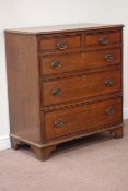 Early 19th century oak and mahogany banded chest fitted with two short and three long drawers,