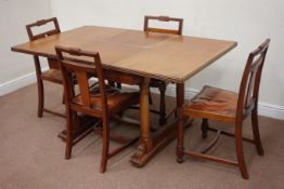 VIntage retro mid 20th century walnut extending dining table with foldout leaf (92cm x 106cm -