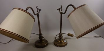 Pair of brushed brass table lamps (This item is PAT tested - 5 day warranty from date of sale)