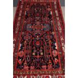 Persian Hamadan red and blue ground rug carpet,