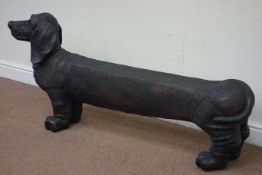 Large Dachshund bronzed composite bench, L154cm Condition Report <a href='//www.