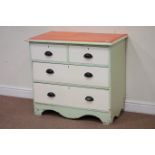 19th century painted pine chest of two short and two long drawers, W89cm, H79cm,