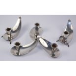 Danish silver-plated candelabra with pair candlestands ensuite by Carl Frederik Christiansen,