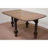 20th century heavy oak barley twist drop leaf dining table,