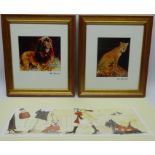 Leopard and Lion, pair colour prints after Mike Fitzpatrick signed in pen 23.