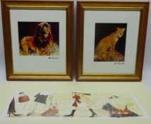 Leopard and Lion, pair colour prints after Mike Fitzpatrick signed in pen 23.