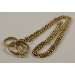 9ct gold chain necklace with rings charm hallmarked approx 12.