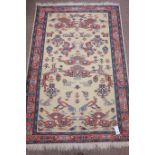 Turkish rug beige and peach ground rug,