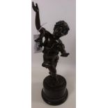 Bronze figure of child after E. Plat H40cm Condition Report <a href='//www.