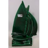 French green pottery model of a yacht,